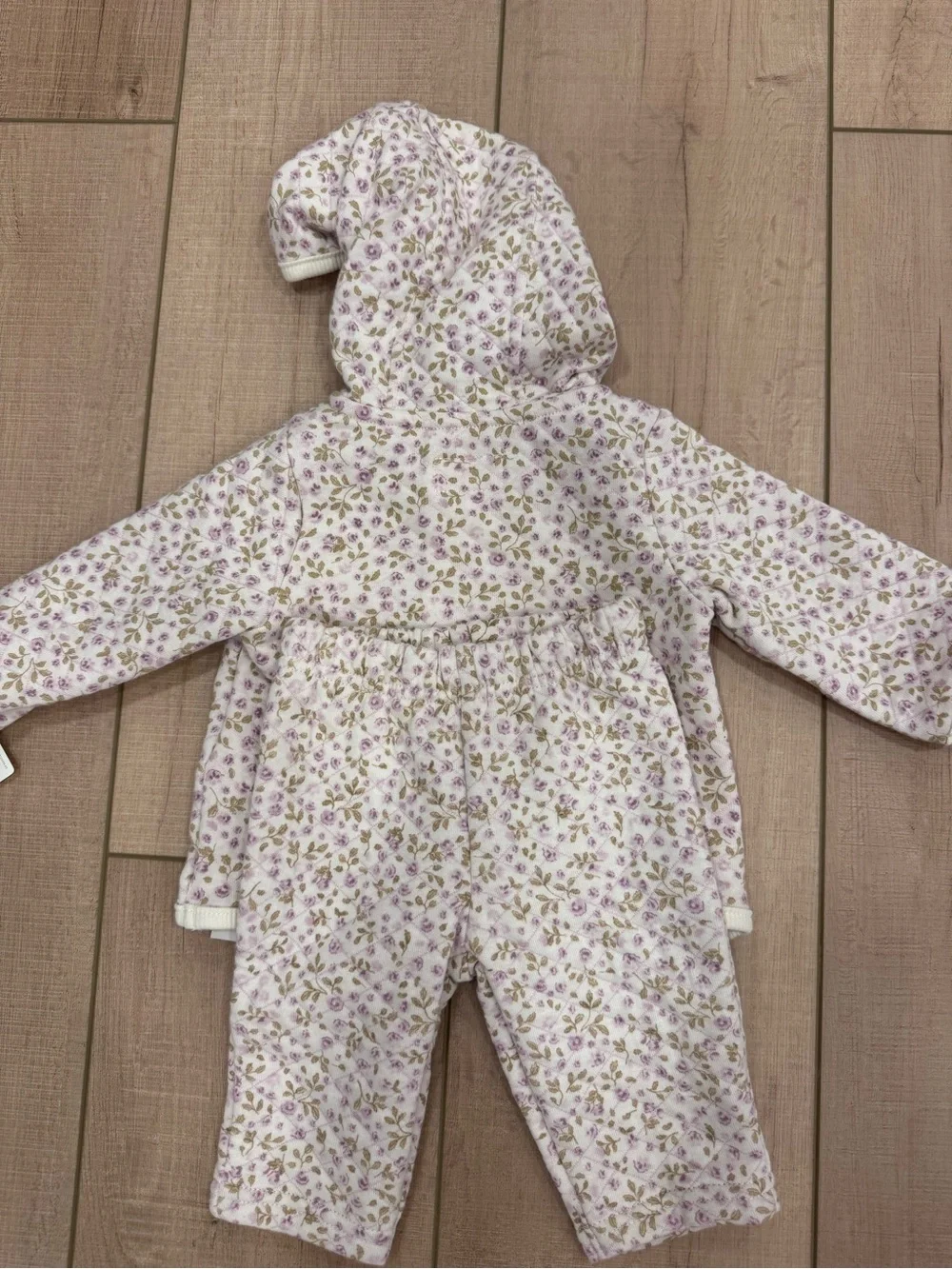 Baby Girls' Floral Hooded Matching Set - Pink & Cream